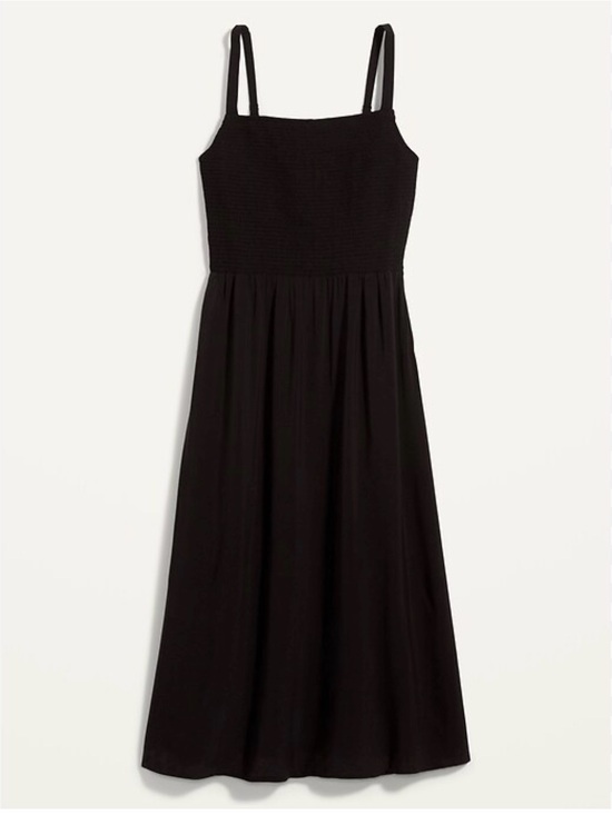 Old Navy Dresses & Skirts - Old Navy fit & flare smocked midi sundress black summer dress viscose L tall EUC